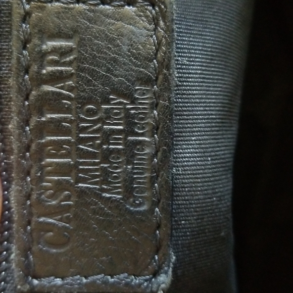 Castellari Italian Leather Calf Hair Weaved Zippered Shoulder Bag Black - Picture 6 of 7